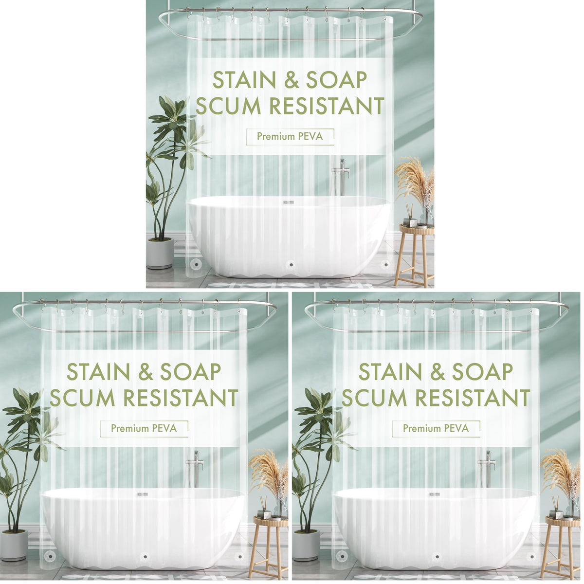 AmazerBath Shower Curtain Liner, 72x72 Clear Shower Curtain Liner, Waterproof Plastic Shower Liner, Cute Lightweight PEVA Shower Curtain for Bathroom with 3 Magnets and 12 Rustproof Metal Grommets