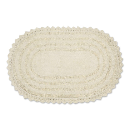 DII Crochet Collection Reversible Bath Mat, Small Oval, 17x24, White