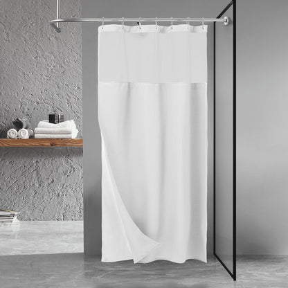 N&Y HOME Waffle Weave Shower Curtain with Snap-in Liner Set White, 71x72