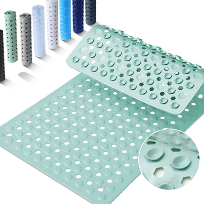 Yimobra Bathtub Mat Non Slip, 34.5"X15.5" Long Shower Mat for Inside Shower, Machine Washable Bath Mat with Drain Holes & Strong Suction Cups, Soft on Feet, Bathroom Essentials, Black