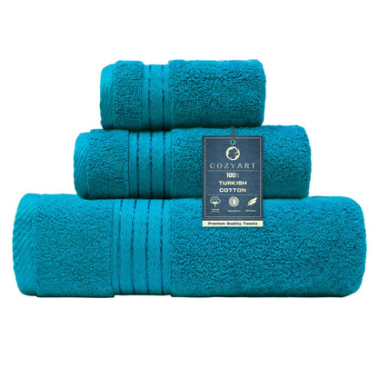 COZYART Luxury Bath Towel Set 6 Pcs, Dark Green 100% Turkish Cotton 650 GSM