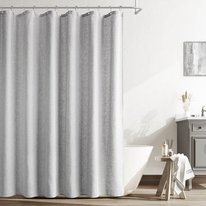 Naturoom Linen Shower Curtain 72 Inch Long for Bathroom Beige 1 Panel