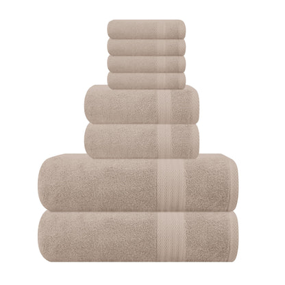 GLAMBURG Ultra Soft 8-Piece Towel Set - 100% Pure Ringspun Cotton, Contains 2 Oversized Bath Towels 27x54, 2 Hand Towels 16x28, 4 Wash Cloths 13x13 - Ideal for Everyday use, Hotel & Spa - Pink