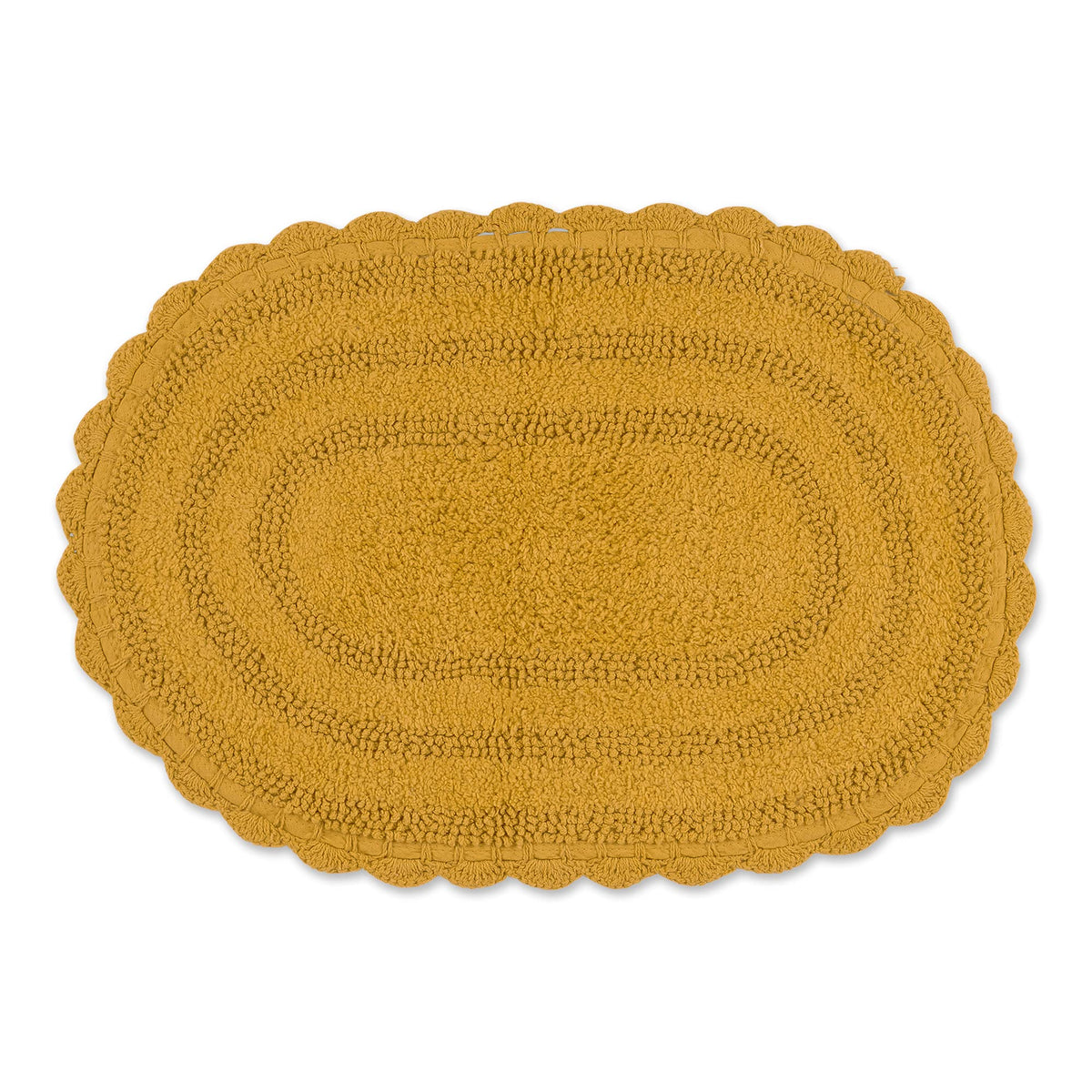 DII Crochet Collection Reversible Bath Mat, Small Oval, 17x24, White