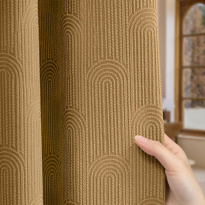 Beige Boho Cotton Shower Curtain Arch,72" W x 72" L