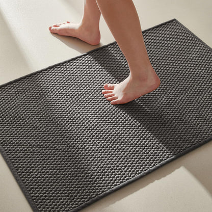 TYUU Bathroom Rugs Non Slip Washable, Super Absorbent Thin Bath Mat Small Quick Dry Low Pile Bathroom Rug, White 16"x24" / 1'4" x 2'