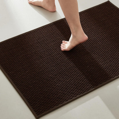 TYUU Bathroom Rugs Non Slip Washable, Super Absorbent Thin Bath Mat Small Quick Dry Low Pile Bathroom Rug, White 16"x24" / 1'4" x 2'