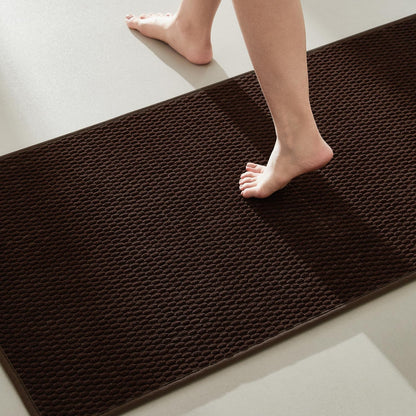 TYUU Bathroom Rugs Non Slip Washable, Super Absorbent Thin Bath Mat Small Quick Dry Low Pile Bathroom Rug, White 16"x24" / 1'4" x 2'