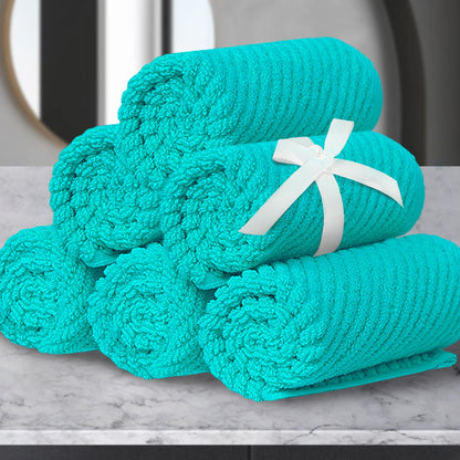 VOOVA & MOVAS 6PC Towel Set, 100% Cotton, Aqua Teal