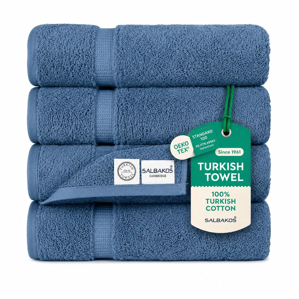 SALBAKOS 4-Piece 100% Turkish Cotton Bath Towels, 27x54 inch, White