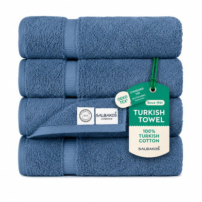 SALBAKOS 4-Piece 100% Turkish Cotton Bath Towels, 27x54 inch, White