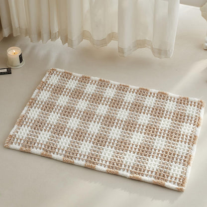 TYUU Waffle Bath Mat, Boho Bathroom Rugs Non Slip Washable, 30x20 Khaki