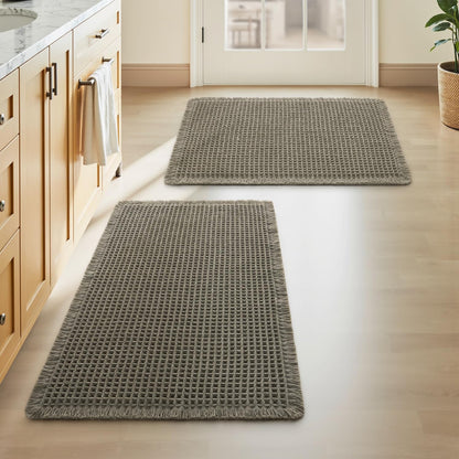 Upgraded Waffle Bath Mat Ultra Absorbent Non Slip Bathroom Mat, 17" x 24"