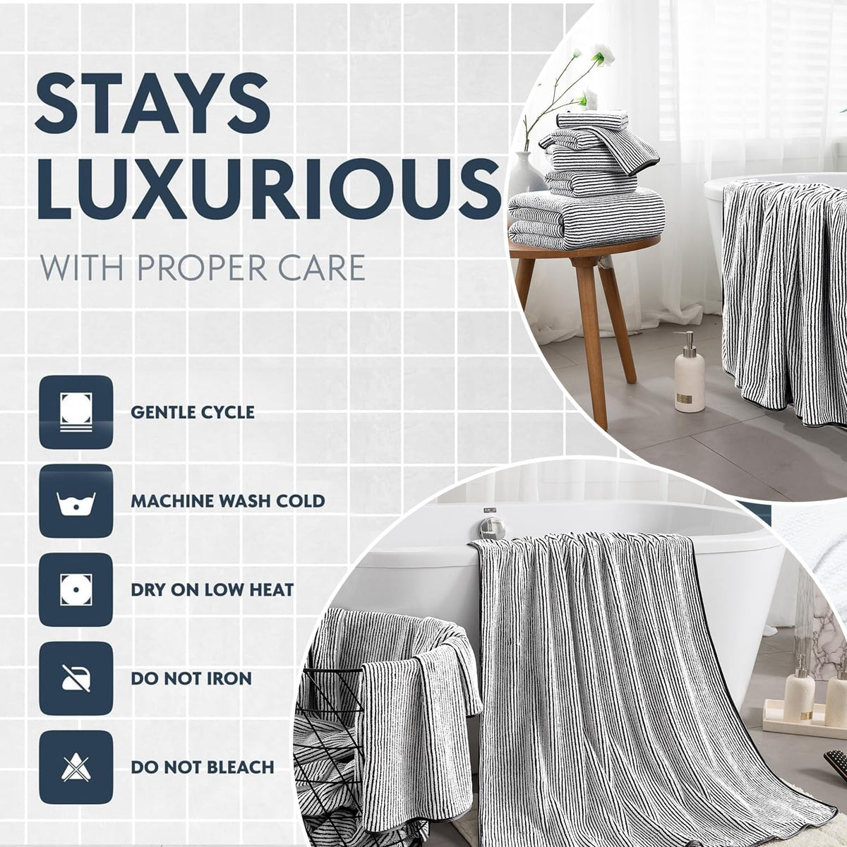 4 Piece Bath Towel Set 35"x70"Oversized Bath Towel for Bathroom Ultra Soft Fluffy Extra Large Bath Sheet Luxury Premium Bathroom Towel Highly Absorbent Quick Dry Shower Towel for Hotel Spa,Black White