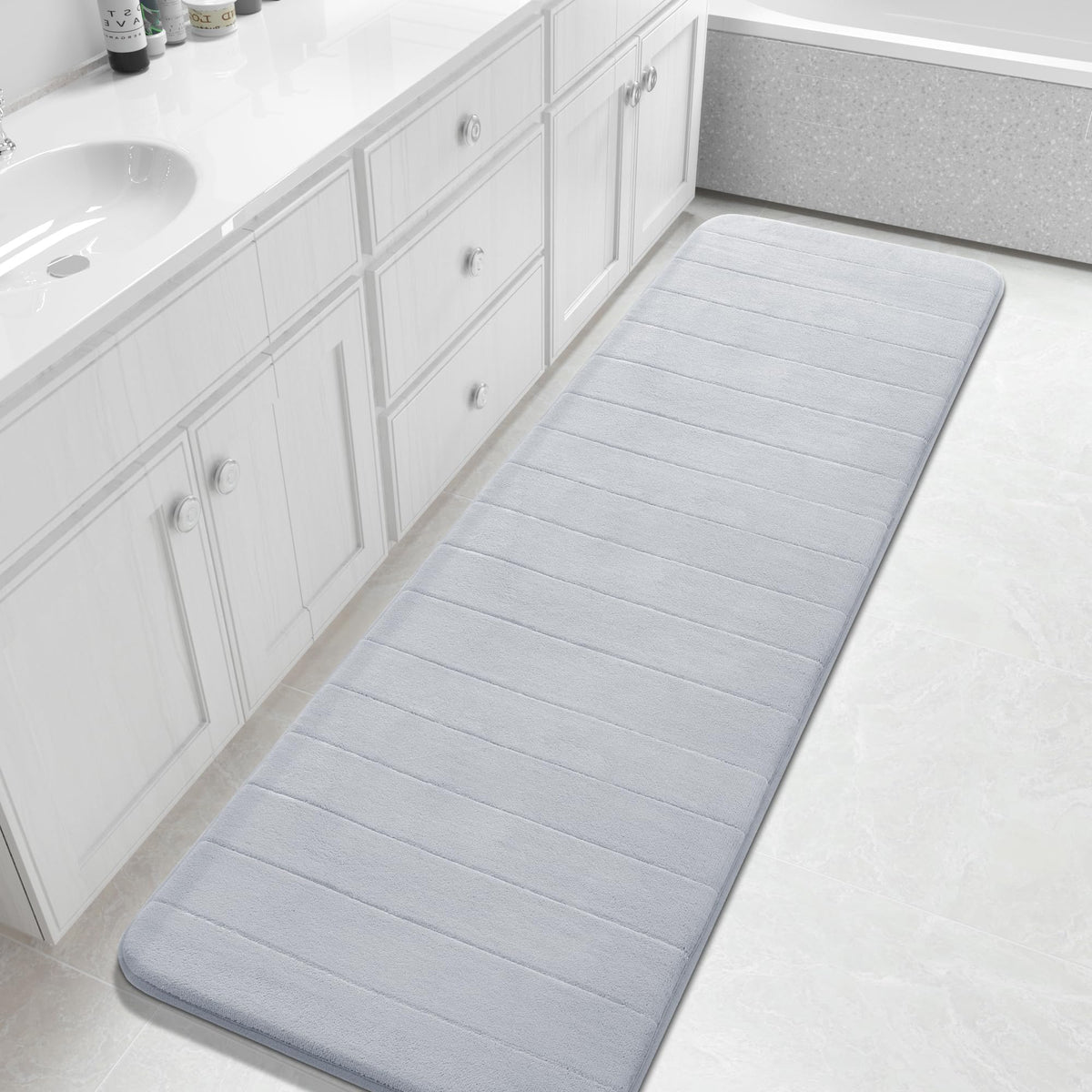Yimobra Memory Foam Bath Mat, Super Soft & Absorbent Bathroom Rug, Grey