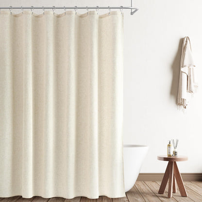 Naturoom Linen Shower Curtain 72 Inch Long for Bathroom Beige 1 Panel