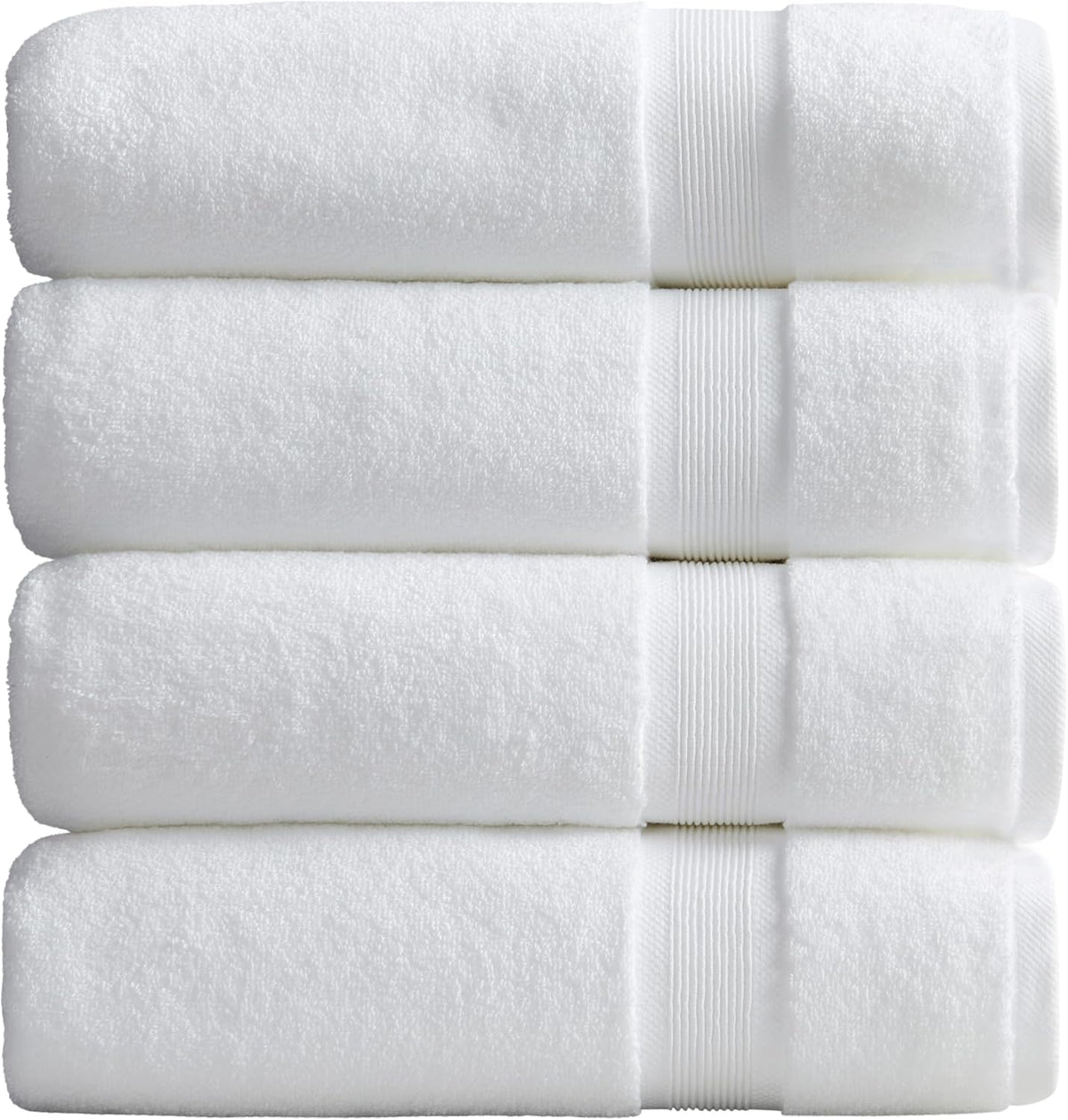 Springtree Home Luxury Bamboo Rayon Plush Bath Towel Set | 4-Pack | White