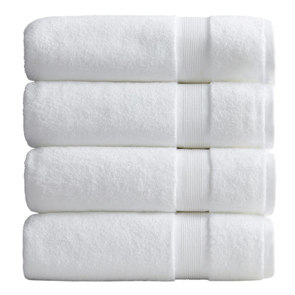 Springtree Home Luxury Bamboo Rayon Plush Bath Towel Set | 4-Pack | White