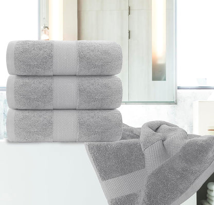 White Classic Luxury Dolphin Gray Bath Towels 4 Pack, 27x54, Turkish Cotton