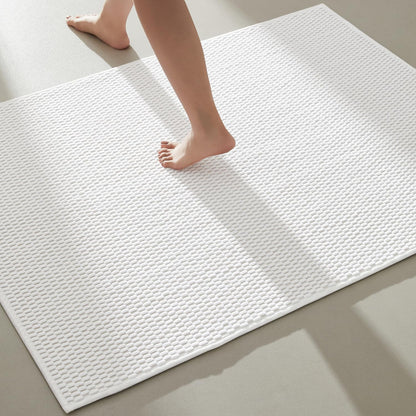TYUU Bathroom Rugs Non Slip Washable, Super Absorbent Thin Bath Mat Small Quick Dry Low Pile Bathroom Rug, White 16"x24" / 1'4" x 2'