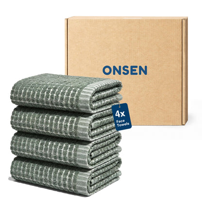 ONSEN Sculpted Terry Bath Towels, 100% American Cotton, Quick Dry Lint Free, Lightweight Absorbent Bath Towel Set with Hanging Loop, 28x55 in (Grey Fog, 2X Bath Towel)