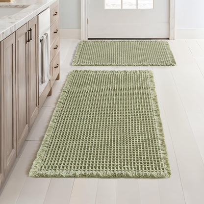 MIULEE Set of 2 Waffle Bathroom Rugs Boho Bath Mat Brown 18x30 Inch