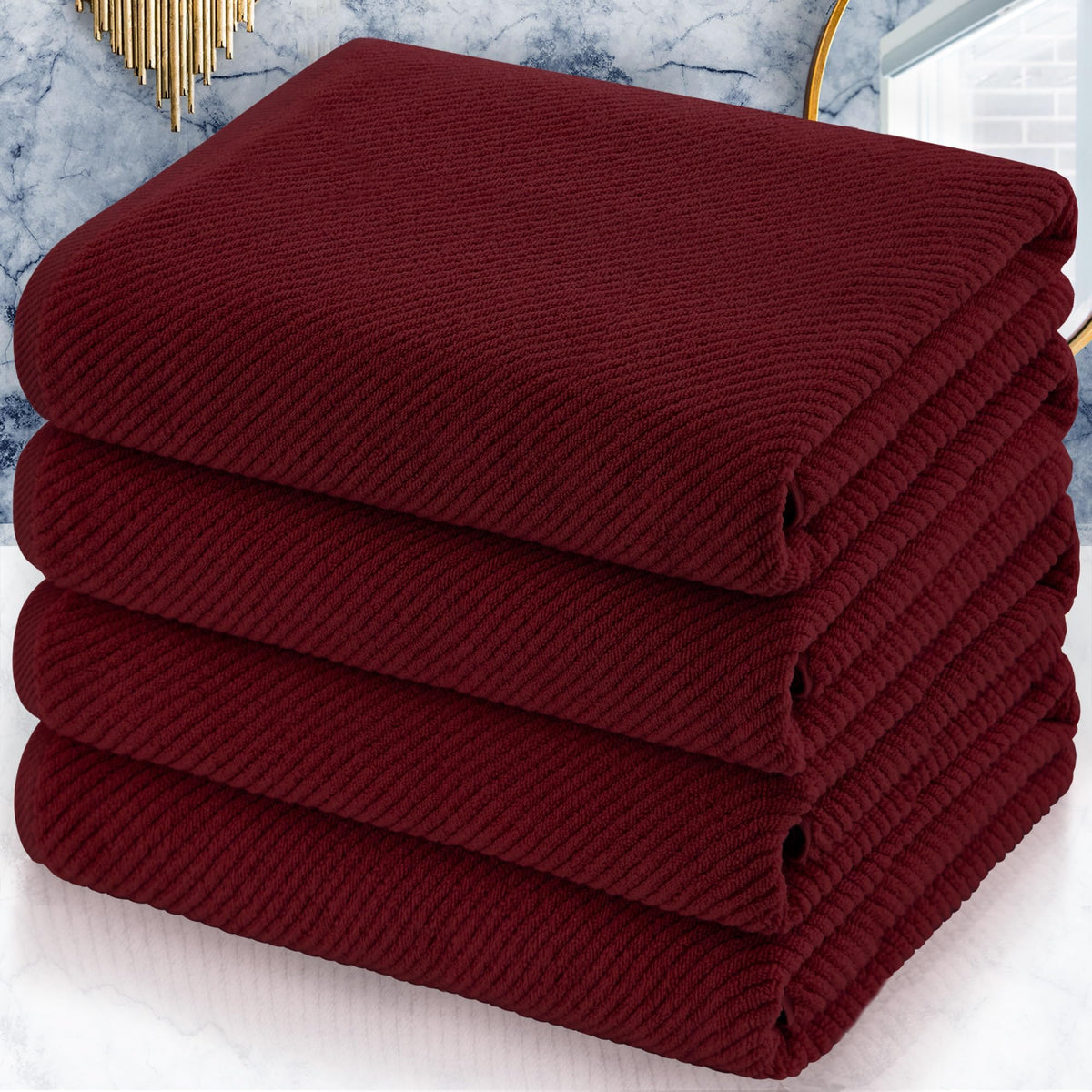 VOOVA & MOVAS 6PC Towel Set, 100% Cotton, Aqua Teal