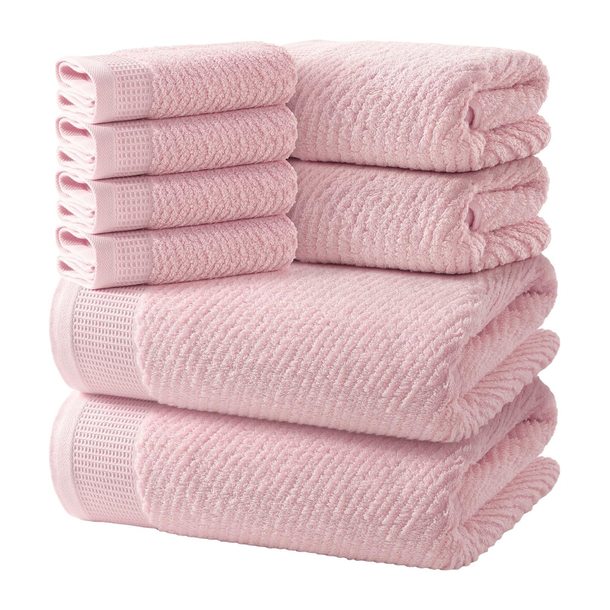 REDKISS Luxury Bath Towel Set of 8, 100% Cotton Bathroom Towels Set with 2 Bath Towels, 2 Hand Towels, 4 Washcloths, Ultra Soft Highly Absorbent Towels for Bathroom, Gym, Hotel, Spa, Brown