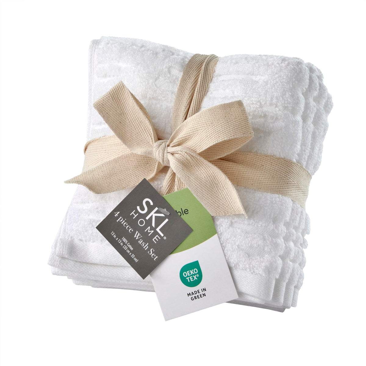 SKL Home CloudSoft Hand Towel Set, 2-Piece, 100% Cotton Luxury, Oatmeal