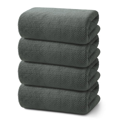 REDKISS 4 Pack Premium Bath Towels, Plush Coral Fleece Towels for Bathroom, Extra Large Bath Towels Set of 4 (35 x 70 in), Super Soft Highly Absorbent Shower Towels for Spa, Gym, Travel, Dark Gray