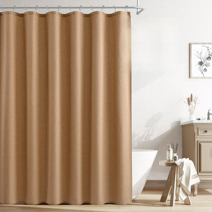 Naturoom Linen Shower Curtain 72 Inch Long for Bathroom Beige 1 Panel