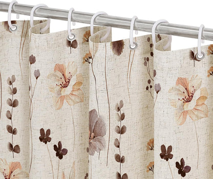 Gibelle Sage Green Beige Watercolor Floral Fabric Shower Curtain 72x72