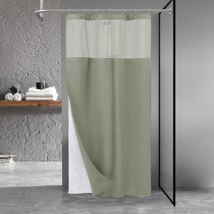 N&Y HOME Waffle Weave Shower Curtain with Snap-in Liner Set White, 71x72