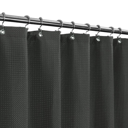 Barossa Design Waffle Weave Extra Long Shower Curtain White 84 Inch Length