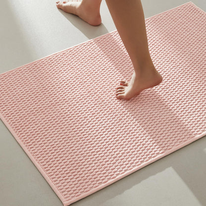 TYUU Bathroom Rugs Non Slip Washable, Super Absorbent Thin Bath Mat Small Quick Dry Low Pile Bathroom Rug, White 16"x24" / 1'4" x 2'