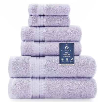 COZYART Luxury Bath Towel Set 6 Pcs, Dark Green 100% Turkish Cotton 650 GSM