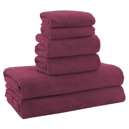 MOONQUEEN Ultra Soft Towel Set - Quick Drying - 2 Bath Towels 2 Hand Towels 2 Washcloths - Microfiber Coral Velvet Highly Absorbent Towel for Fitness, Bathroom, Sports, Yoga, Travel-Grey 6 Pcs