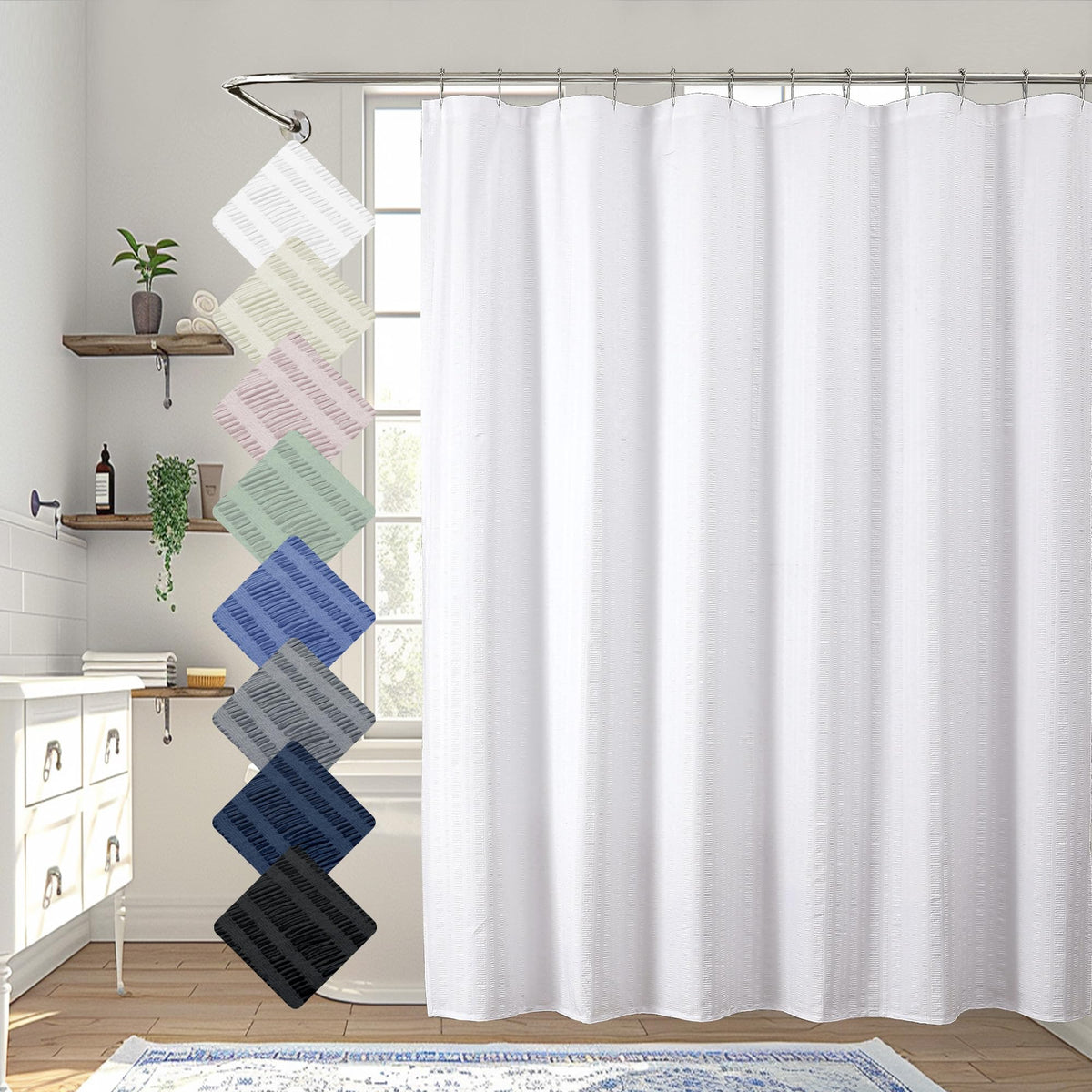 Aiyufeng Moga Sage Green Shower Curtain - 3D Embossed Textured Shower Curtains for Bathroom, Luxury Polyester Cloth Bath Curtain, 72Wx72H, Green