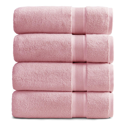 Springtree Home Luxury Bamboo Rayon Plush Bath Towel Set | 4-Pack | White