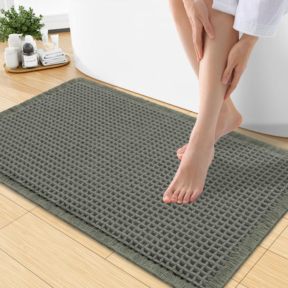 Smiry Waffle Bath Mat 30X20, Extra Soft Absorbent Bathroom Rugs, Brown