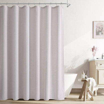 Naturoom Linen Shower Curtain 72 Inch Long for Bathroom Beige 1 Panel