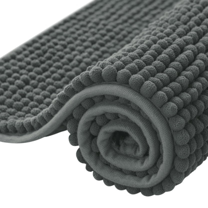 SUBRTEX Bathroom Rugs Chenille Bath Rug Soft Short Plush Bath Mat Soft Shower Mat Water Absorbent Shower Mat Quick Dry Machine Washable(White,18" x 24")