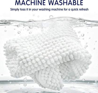 SUBRTEX Bathroom Rugs Chenille Bath Rug Soft Short Plush Bath Mat Soft Shower Mat Water Absorbent Shower Mat Quick Dry Machine Washable(White,18" x 24")