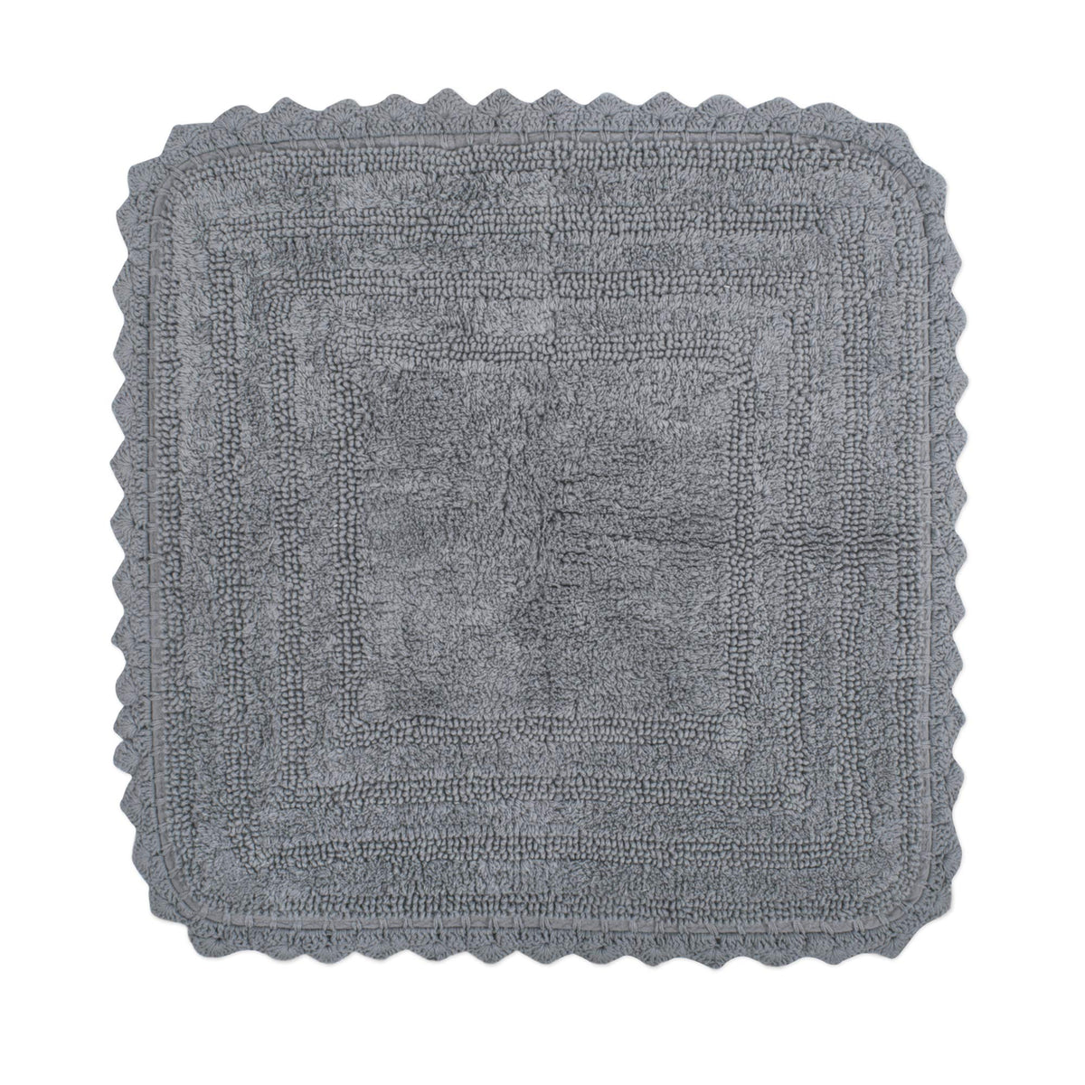 DII Crochet Collection Reversible Bath Mat, Small Oval, 17x24, White