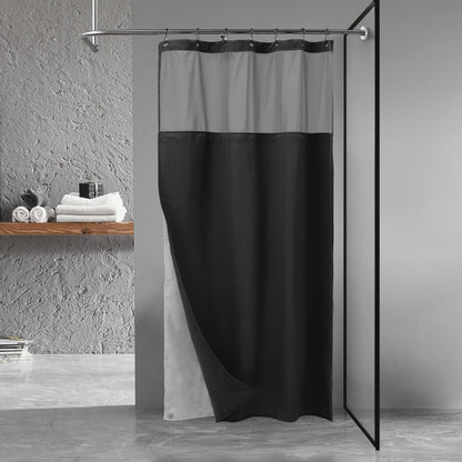 N&Y HOME Waffle Weave Shower Curtain with Snap-in Liner Set White, 71x72