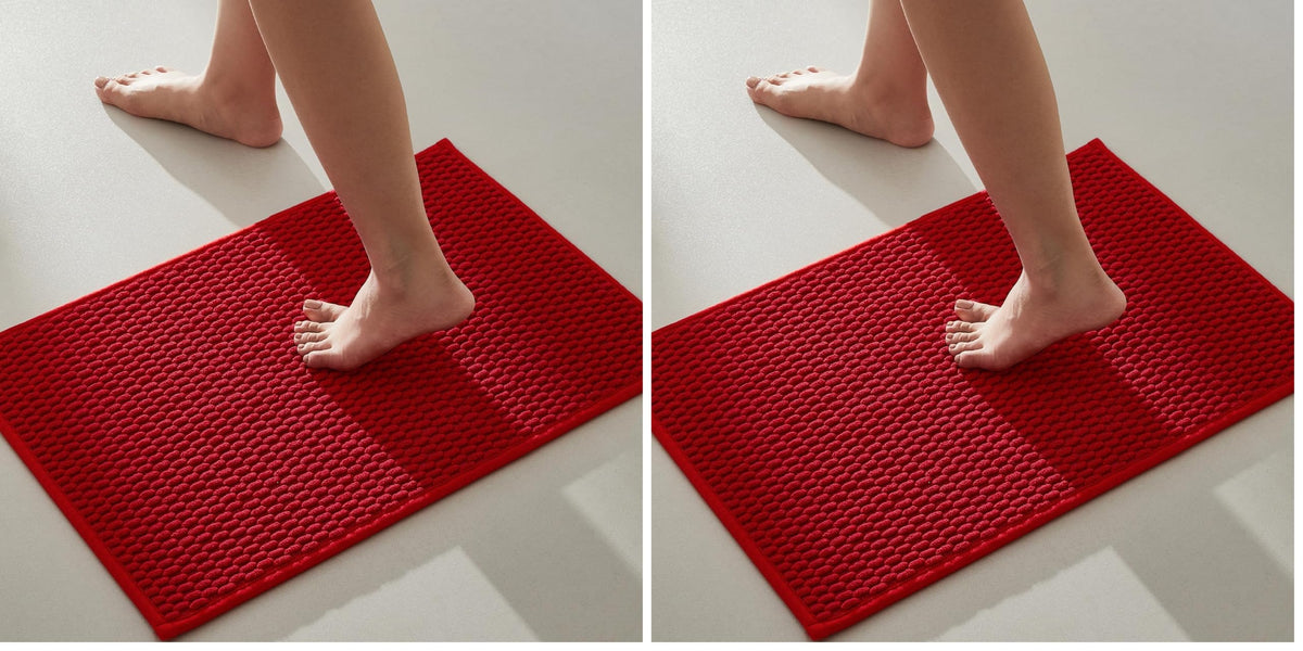 TYUU Bathroom Rugs Non Slip Washable, Super Absorbent Thin Bath Mat Small Quick Dry Low Pile Bathroom Rug, White 16"x24" / 1'4" x 2'
