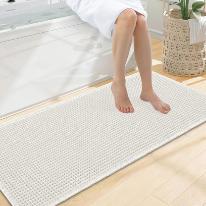 Smiry Waffle Bath Mat 30X20, Extra Soft Absorbent Bathroom Rugs, Brown