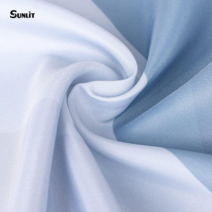 Sunlit Designer Popular Shower Curtain, Ombre Blue Fabric Contemporary Shower Curtains for Bathroom Décor