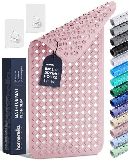 homerella Bathtub Mat Non Slip 35x16 Shower Mat Non Slip Anti Mold BPA Free