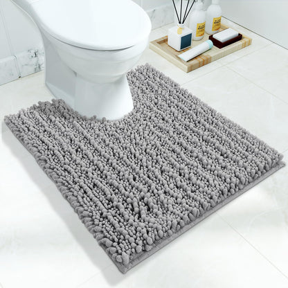 Yimobra Bathroom Rugs Non-Slip Washable – Extra Soft & Absorbent Chenille Bath Mat, Quick-Dry Plush Shaggy Floor & Vanity Bath Rugs for Tub & Shower, Modern Home Decor Accessories, 24 x 17, Grey